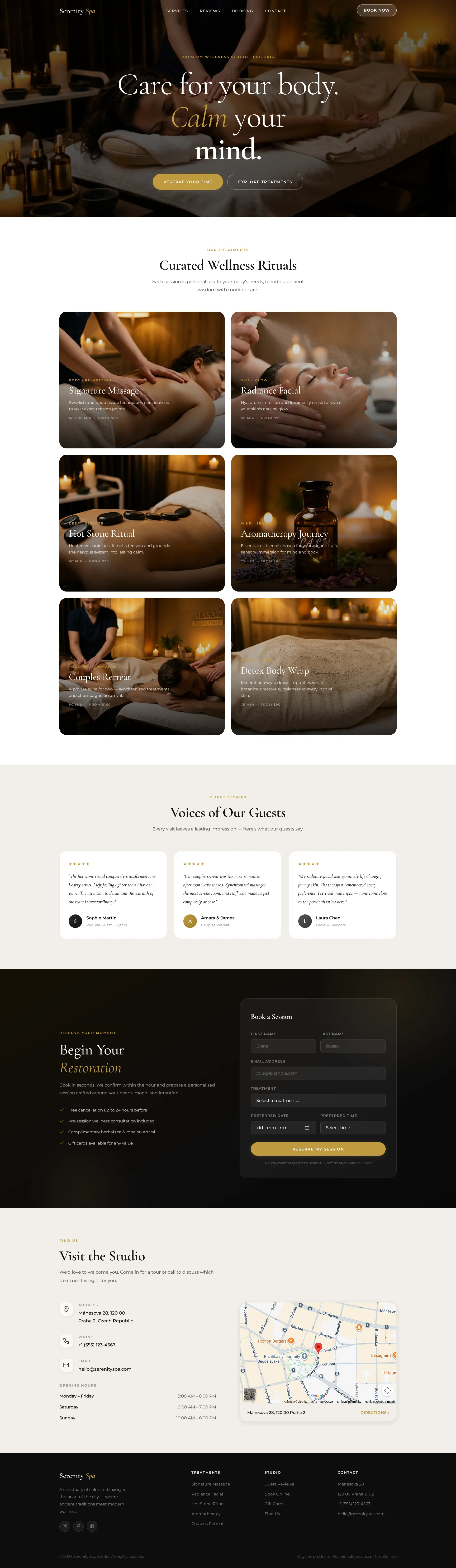 Ukázka webu Serenity Spa & Studio